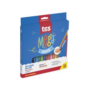 Lápis De Cor Aquarelável Mega Aqua 24 Cores + Pincel Tris
