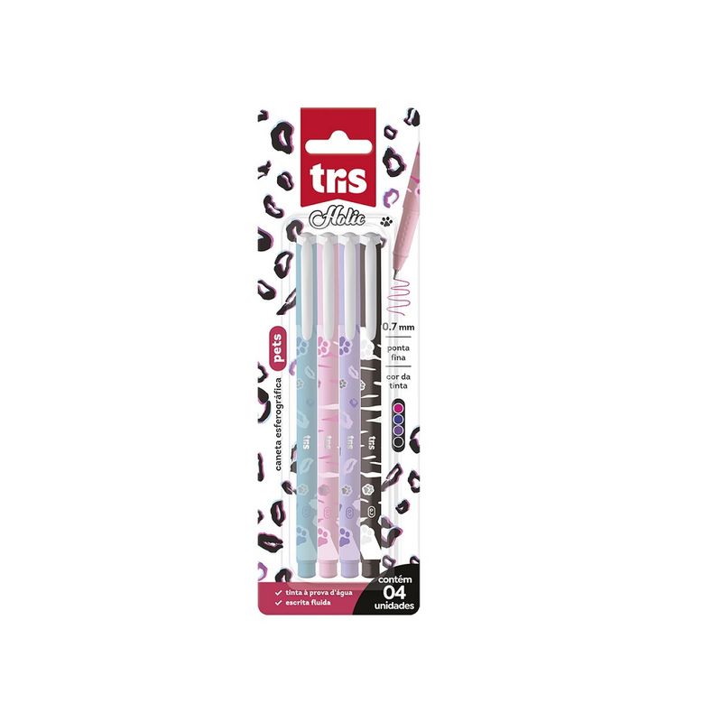 caneta-esferografica-holic-pets-0.7mm-4un-tris