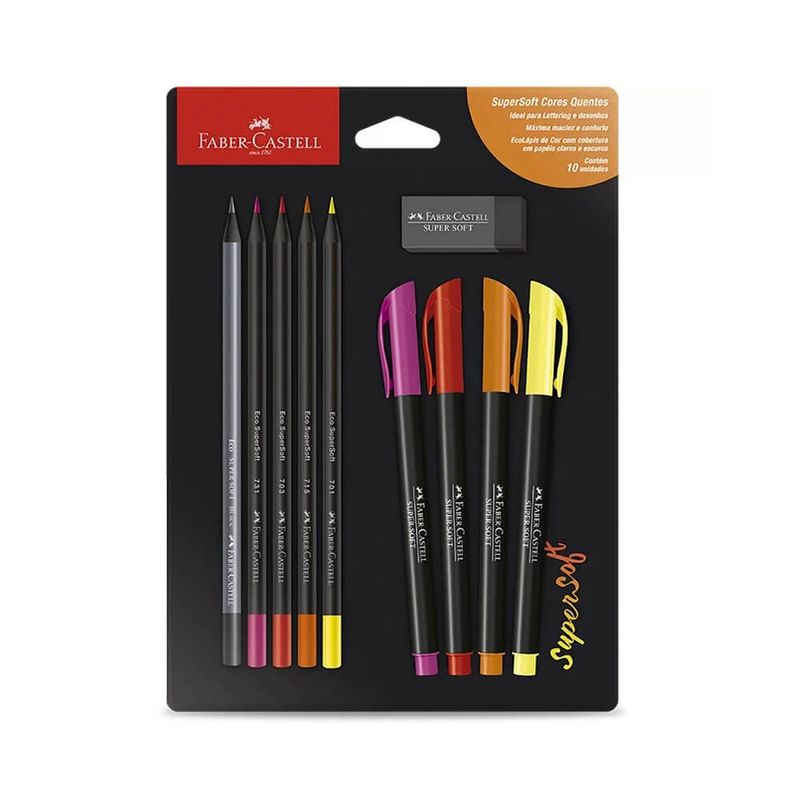 kit-lettering-supersoft-cores-quentes-10un-faber-castell