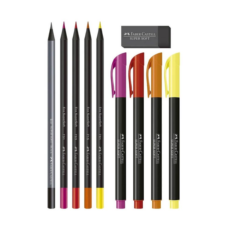 kit-lettering-supersoft-cores-quentes-10un-faber-castell