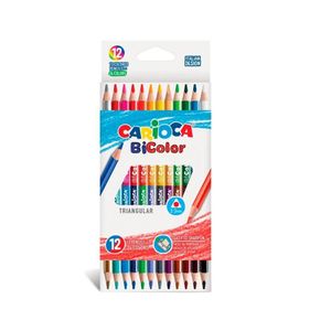 Lápis De Cor Triangular 12 Unidades Bicolor Carioca