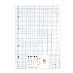 Refil Caderno Argolado 40F Offset 90g 17x24cm Quadriculado Cicero