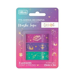 Fita Adesiva Washi Tape 15mmx5m Doodles 3un Tilibra