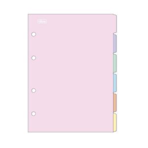 Divisória Caderno Argolado Colegial Pastel 6un Tilibra