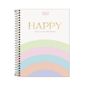 Caderno Espiral CD Colegial 1 Matéria Happy Colorido 80F Tilibra