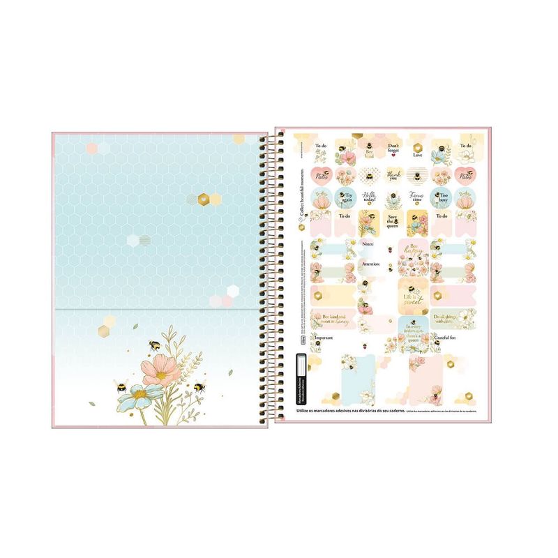 caderno-espiral-cd-universitario-1-materia-honey-bee-80f-tilibra
