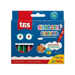 Giz De Cera Jumbo Triangular 12 Cores Tris