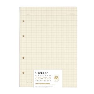 Refil Caderno Argolado 40F Polen 80G 17x24cm Quadriculado Cicero