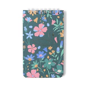 Bloco Wire-O Lagoa Pautado 12x20cm Cisne Floral Verde Cicero