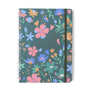 Caderno Espiral Colegial 80F Lagoa Pautado Cisne Floral Verde Cicero