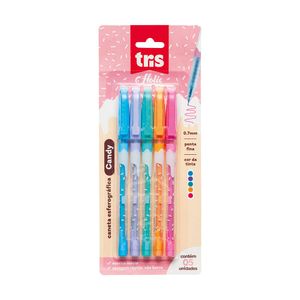 Caneta Esferográfica Candy Holic Docinho 0.7mm 5 Cores Tris