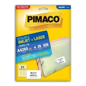 Etiqueta Adesiva A4260 38,1x63,5mm Branca Pimaco