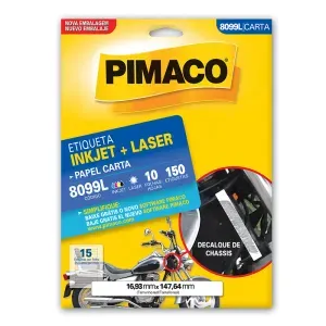 Etiqueta Adesiva 8099L 16,93x147,64mm Branca Pimaco