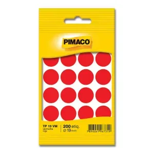 Etiqueta Adesiva Redonda Tp-19vm 19mm Vermelha Pimaco