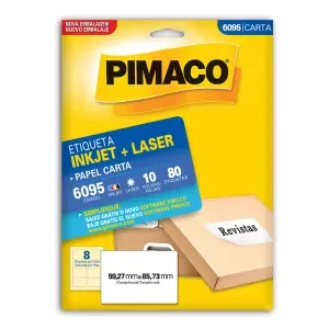Etiqueta Adesiva 6095 59,27x85,73mm Branca Pimaco