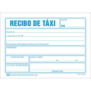 Recibo De Táxi Com 50 Folhas Tilibra - 20un
