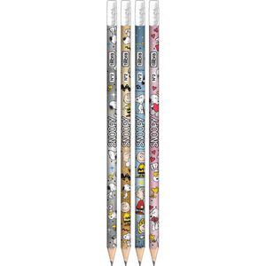 Lápis Preto Redondo Com Borracha N.2 Snoopy Sortidos Tilibra 01un