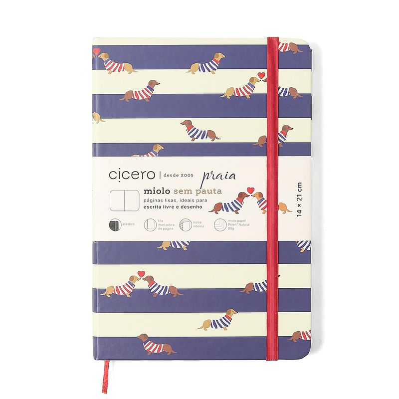 Caderneta Sem Pauta 14x21cm Praia Cachorros Cicero-1758029288431