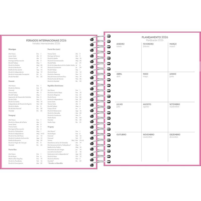Agenda Espiral Diária 2026 11,7x16,4cm 176F D+ Feminina Tilibra-1759249402194