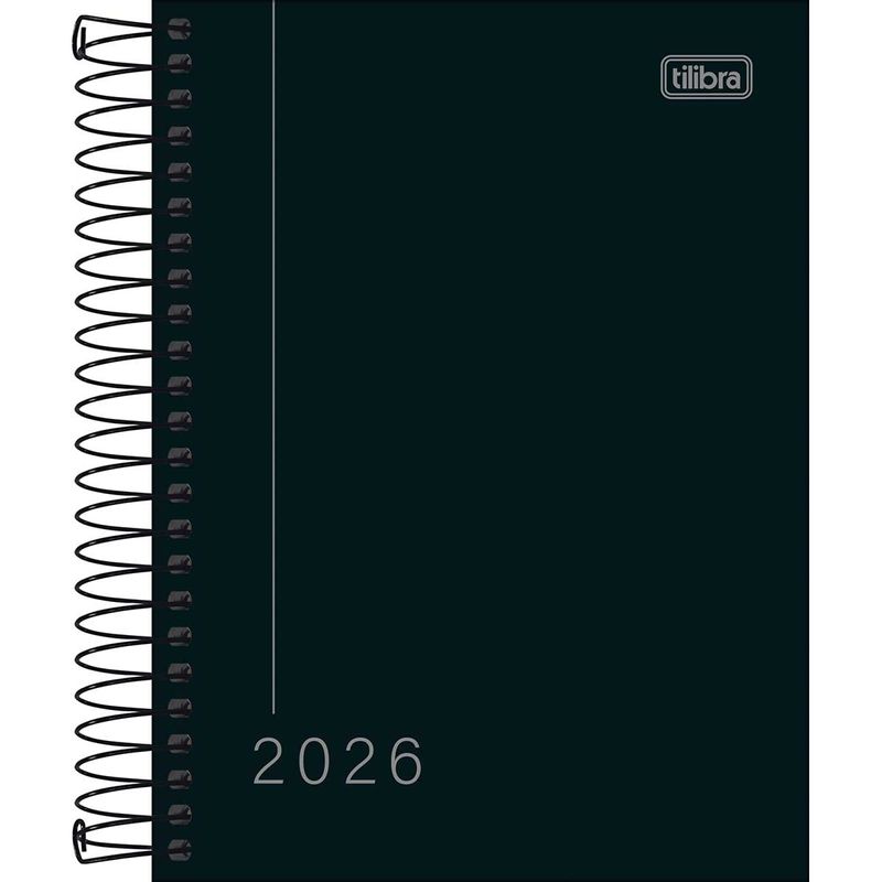 Agenda Espiral Diária 2026 11,7x16,4cm Pepper Preta Tilibra-1759252555933