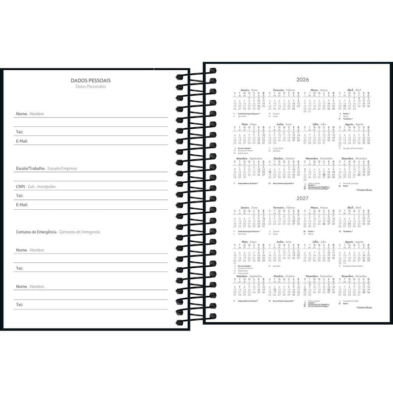 Agenda Espiral Diária 2026 11,7x16,4cm Pepper Preta Tilibra-1759252573263