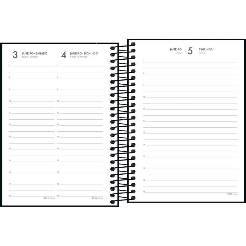Agenda Espiral Diária 2026 11,7x16,4cm Pepper Preta Tilibra-1759252590846
