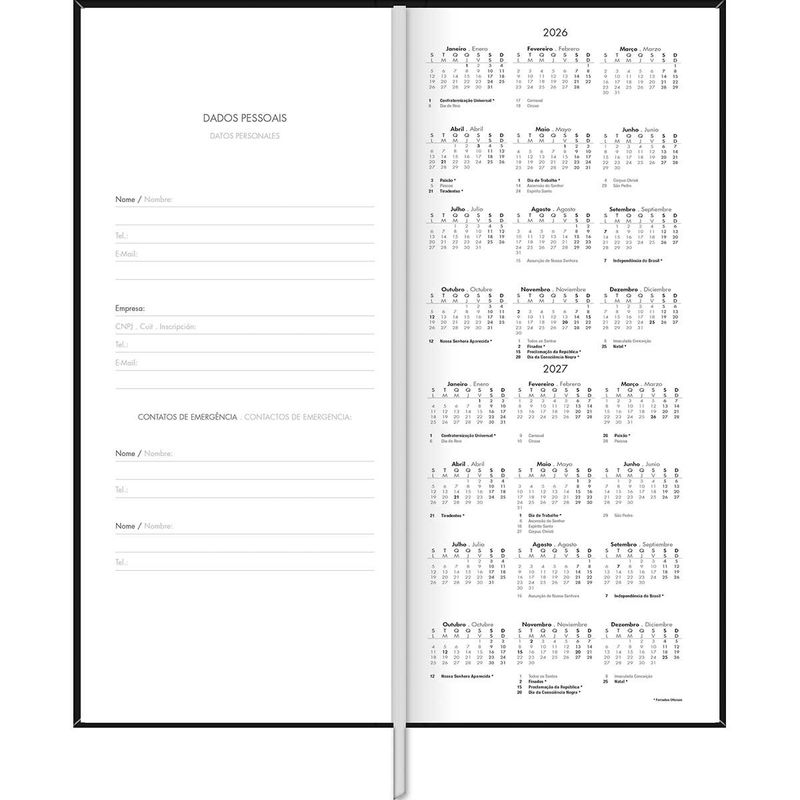 Agenda Executiva Costurada Diária 2026 12,3x27,5cm Comercial Tilibra-1759256191368