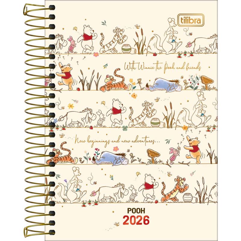 Agenda Espiral Diária 2026 12,9x18,7cm Pooh Tilibra-1759261127434