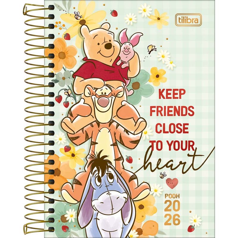 Agenda Espiral Diária 2026 12,9x18,7cm Pooh Tilibra-1759261161330