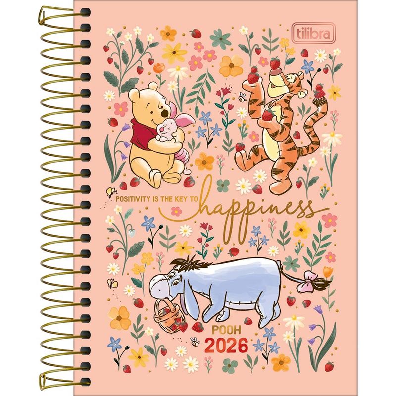Agenda Espiral Diária 2026 12,9x18,7cm Pooh Tilibra-1759261170677