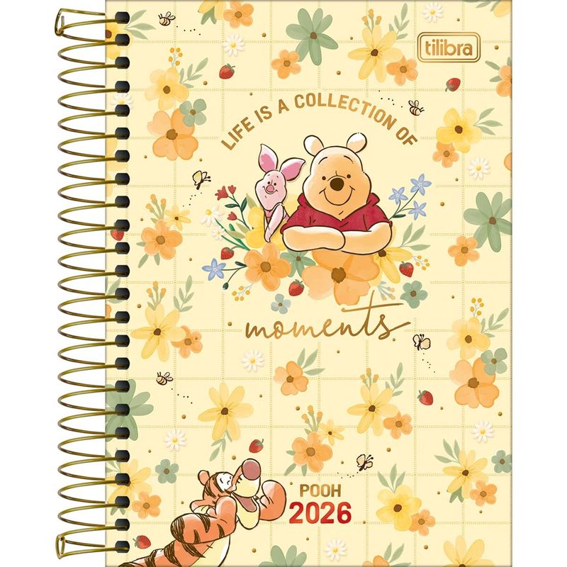 Agenda Espiral Diária 2026 12,9x18,7cm Pooh Tilibra-1759261178861