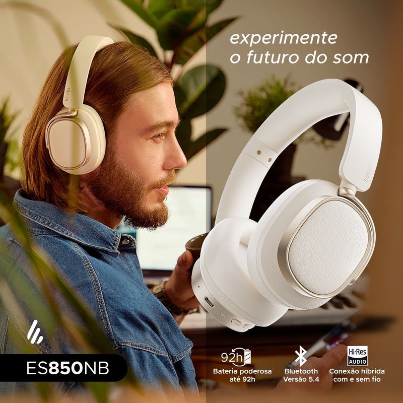 Headphone Edifier ES850NB Marfim Cancelamento de Ruído, Hi-Res & Bluetooth 5.4-1763389514435
