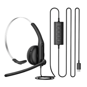 Headset Comunicador Edifier CC100 Preto Mono USB-C / USB-A, Microfone com IA