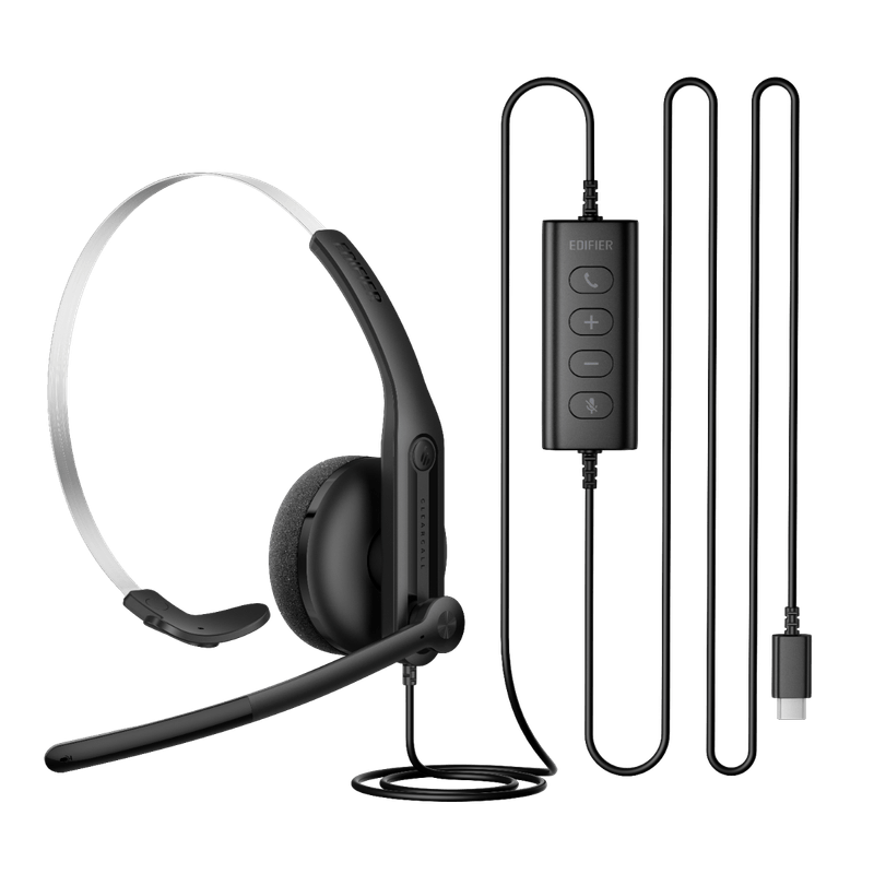 Headset Comunicador Edifier CC100 Preto Mono USB-C / USB-A, Microfone com IA-1763400029082