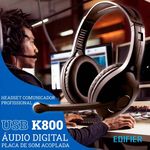 Headset Edifier K800 USB Preto Audio Digital com Placa de Som Integrada-1763402318688