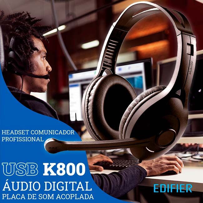 Headset Edifier K800 USB Preto Audio Digital com Placa de Som Integrada-1763402318688
