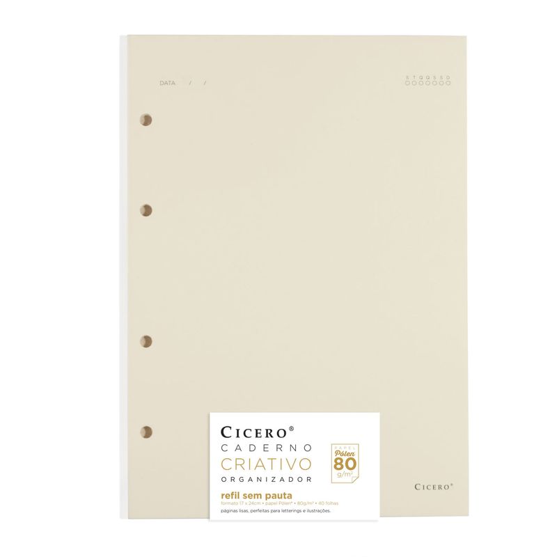 Refil Para Caderno Criativo Argolado 40 Folhas Pólen 80g 17x24cm Cicero-1771941367296