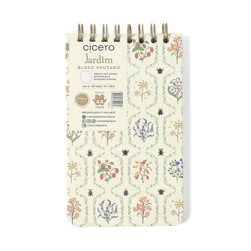 Bloco Wire-O Jardim Pautado 12x20cm Off White Cicero-1771956705895