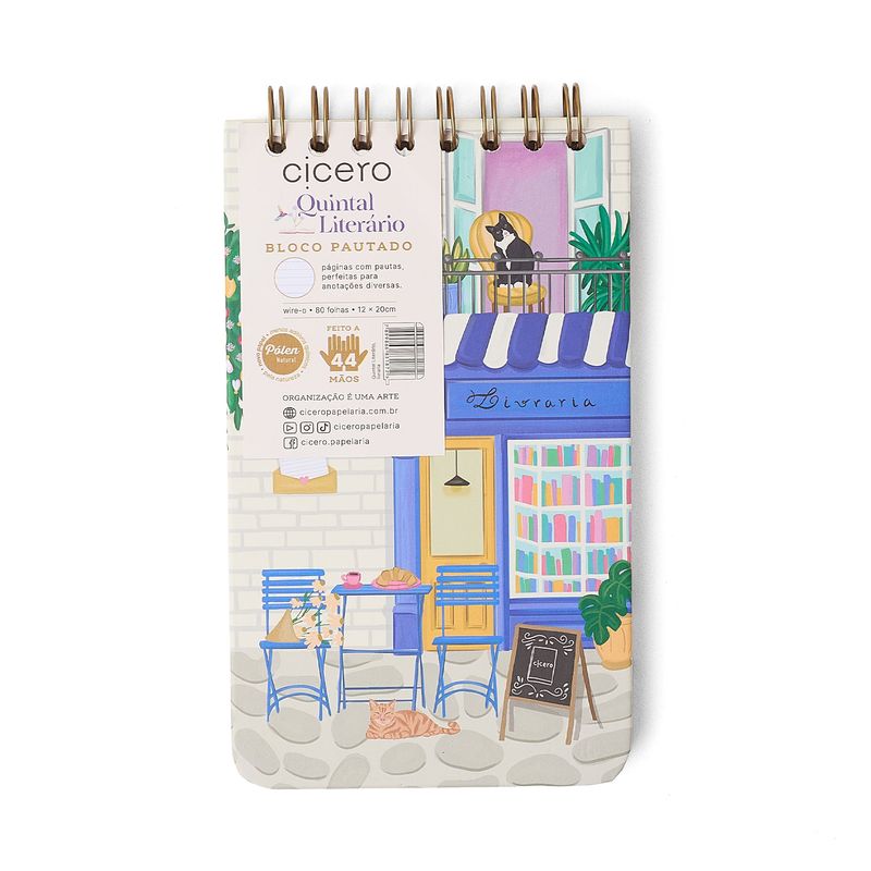 Bloco Wire-O Quintal Literário Pautado 12x20cm Livraria Cicero-1772026376474