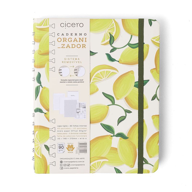 Caderno Organizador A5 Frutare Pautado e Pontado Limão Siciliano Cicero-1772028701895