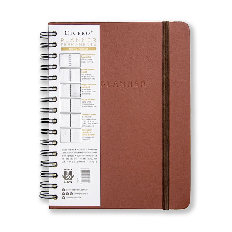 Planner Permanente Wire-O A5 14,8x21 Café Cicero-1789563418438
