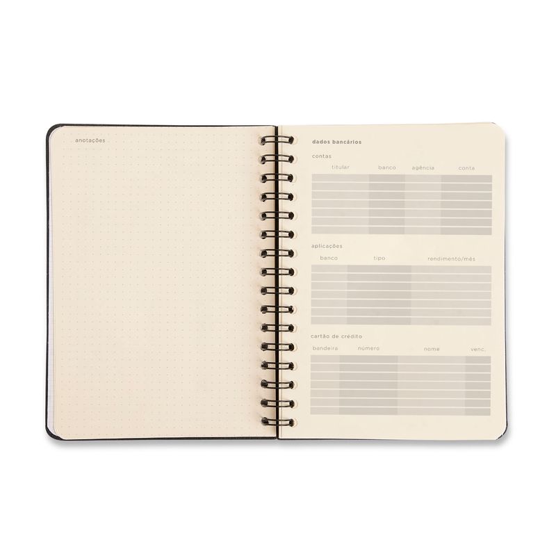 Planner Permanente Financeiro Wire-O A5 14,8x21cm Preto Cicero-1789564153447