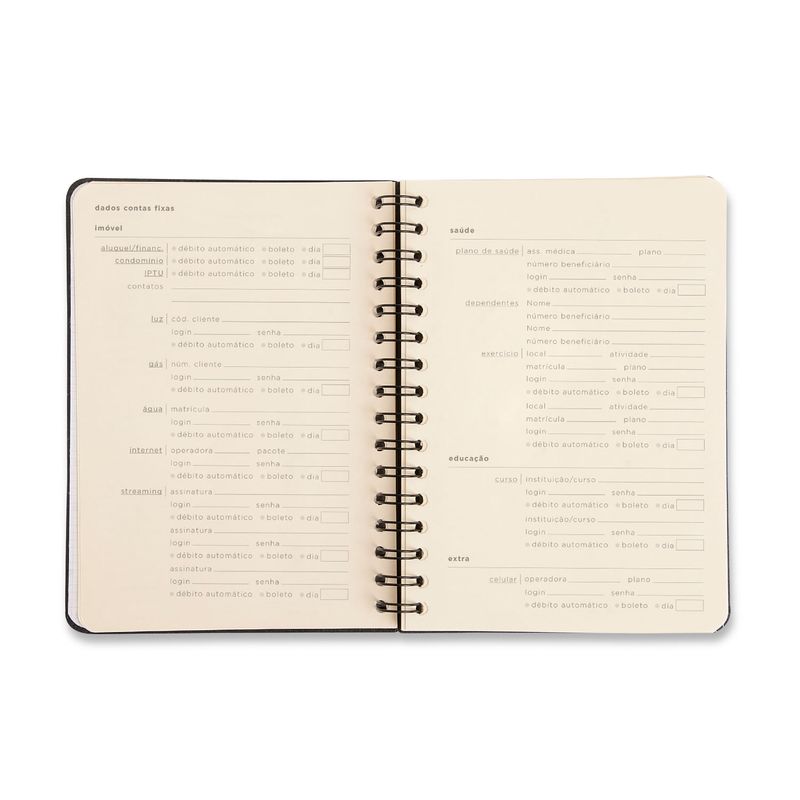 Planner Permanente Financeiro Wire-O A5 14,8x21cm Preto Cicero-1789564162384