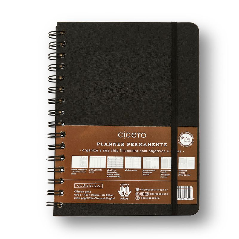 Planner Permanente Financeiro Wire-O A5 14,8x21cm Preto Cicero-1789564290401