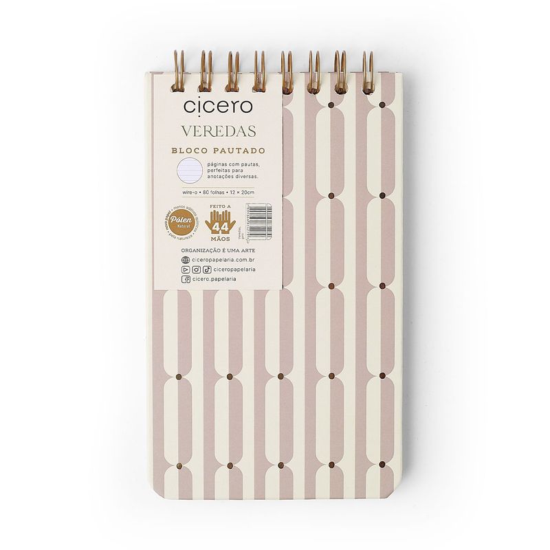 Bloco Wire-O Pautado 12x20cm Gelo Veredas Cicero-1789565655384