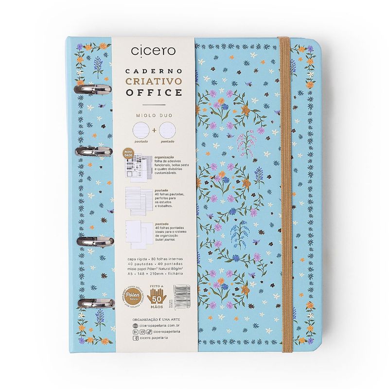 Caderno Criativo Argolado Office Duo Relicário A5 Botânica Cicero-1789579384731